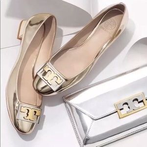 Tory Burch Gigi shoes metallic gold